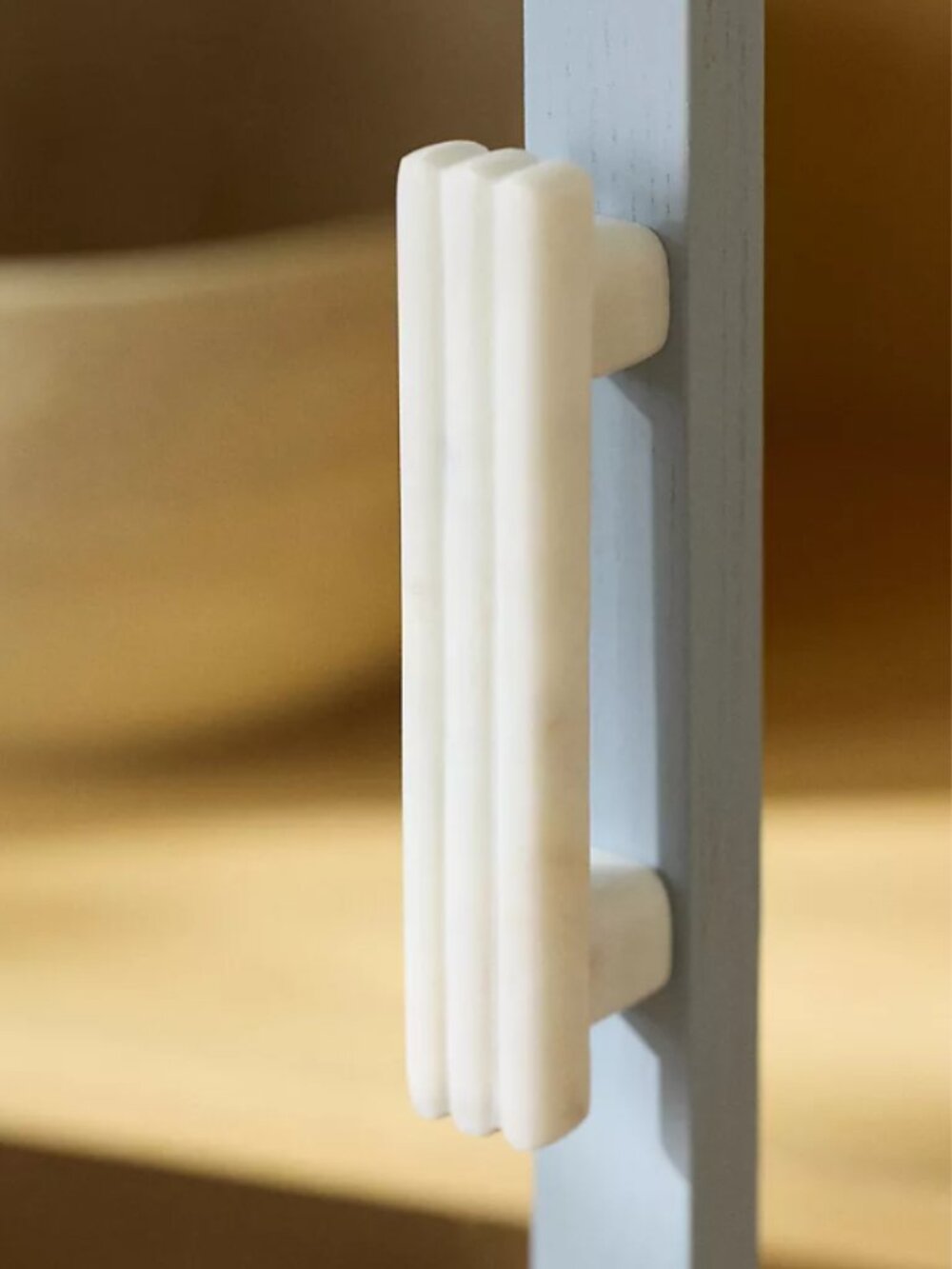 Anthropologie Kanta Fluted White Marble Handle 4"